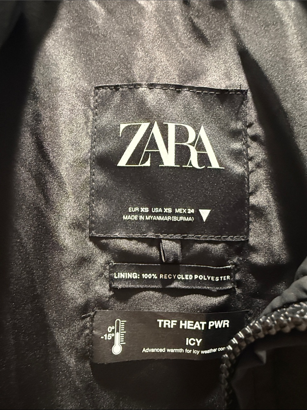 Zara Black Cropped Puffer Jacket - Picture 3 of 3